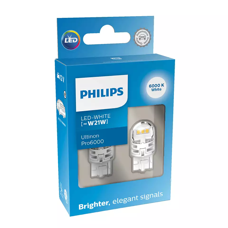 Комплект светодиодных ламп W21W Philips Ultinon Pro6000 LED WHITE