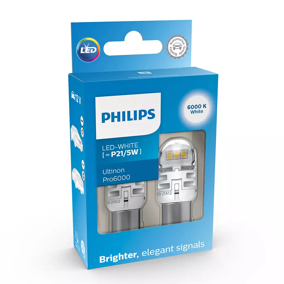 Комплект светодиодных ламп P21/5W Philips WHITE Ultinon Pro6000 LED (11499CU60X2)
